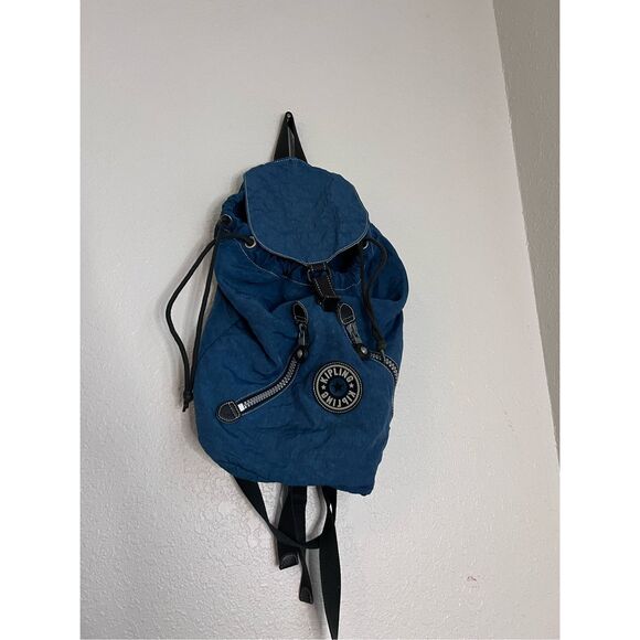 KIPLING Fundamental Vintage Light Blue Drawstring Backpack Rucksuck Bag